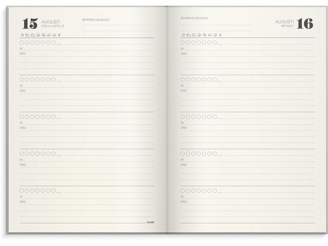 1-årsdagbok svart linnetextil